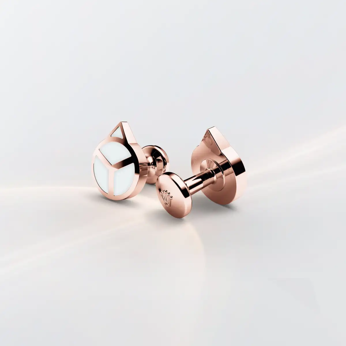 Rolex ‘Hand’ cufflinks in Everose gold and luminescent material, a1025 at Watch Palace