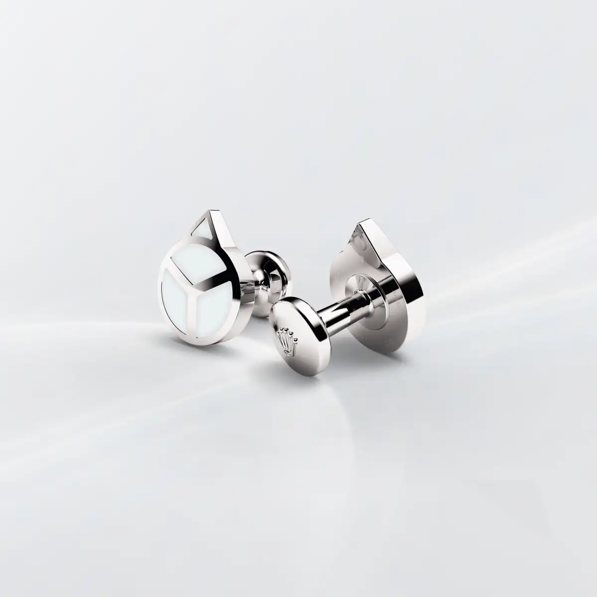 Rolex ‘Hand’ cufflinks in White gold and luminescent material, a1029 at Watch Palace