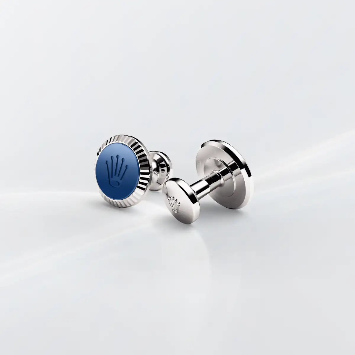 Rolex ‘Fluted’ cufflinks in White gold and ceramic, a1039 at Watch Palace