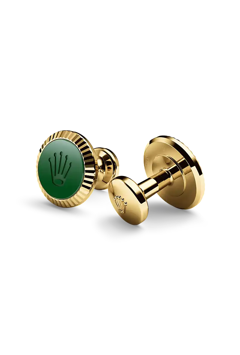 Rolex ‘Fluted’ cufflinks in Yellow gold and ceramic, a1038 at Watch Palace