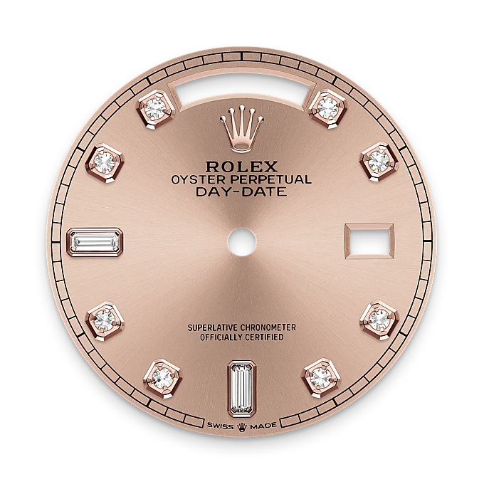 rolex day-date in 18 ct everose gold, m128235-0009 - watch palace