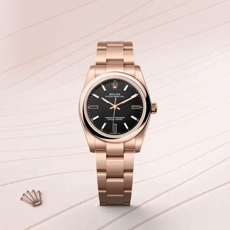 rolex oyster perpetual in 18 ct everose gold, M124205-0001- watch palace, First image