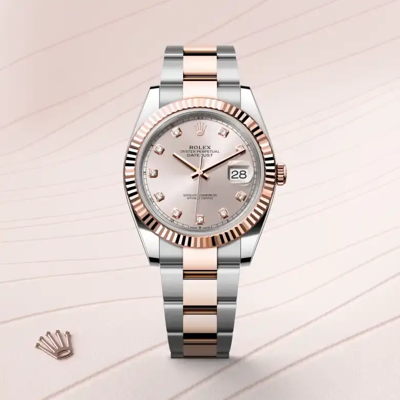 rolex datejust in everose rolesor, m126331-0007 - watch palace, First image