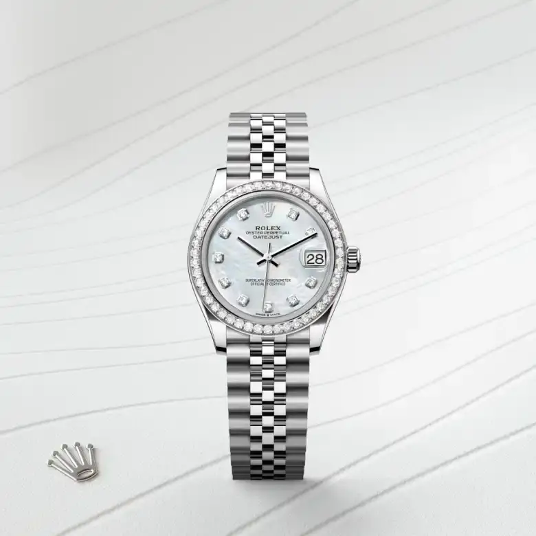 rolex datejust in white rolesor, m278384rbr-0008 - watch palace, First image