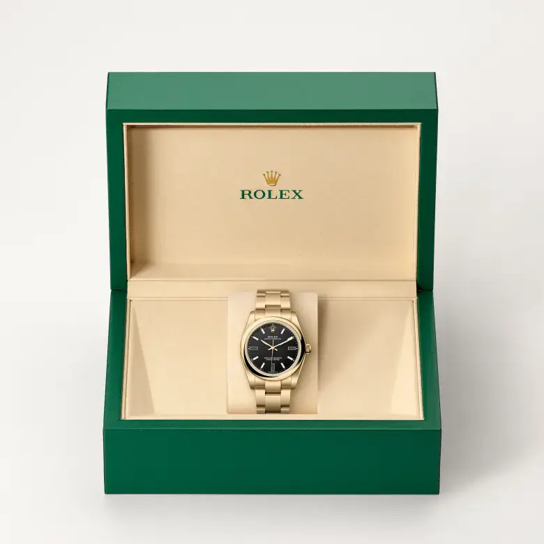 rolex oyster perpetual in 18 ct yellow gold, m124208-0001 - watch palace, Second image