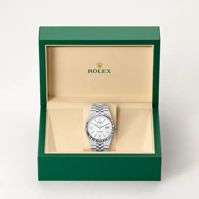 rolex land-dweller in white rolesor, m127334-0001 - watch palace, Second image