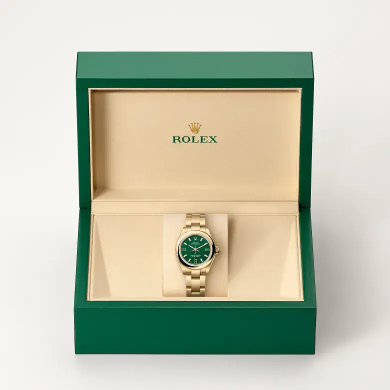 rolex oyster perpetual in 18 ct yellow gold, m276208-0002 - watch palace, Second image