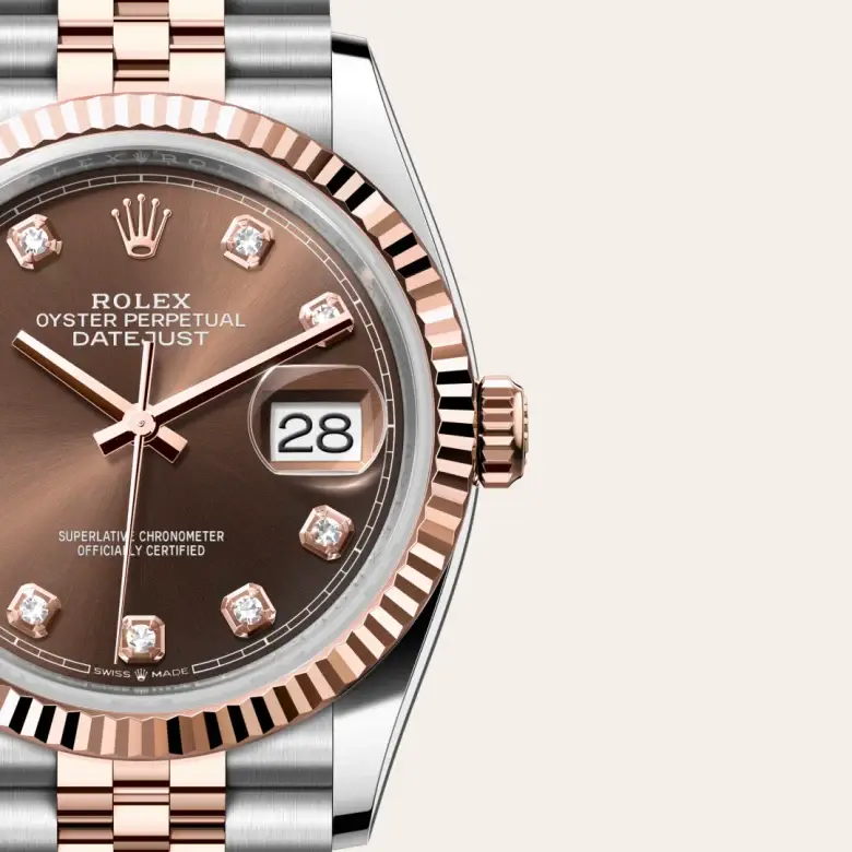 rolex datejust in everose rolesor, m126231-0053 - watch palace, Third image