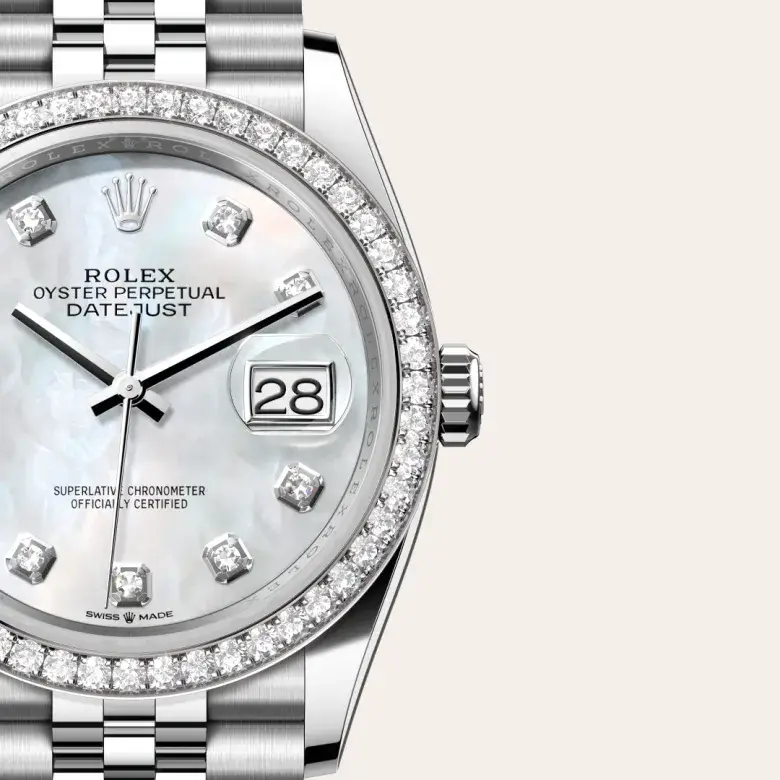 rolex datejust in white rolesor, m126284rbr-0011 - watch palace, Third image