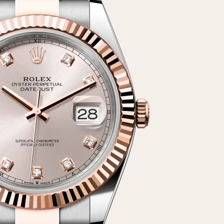 rolex datejust in everose rolesor, m126331-0007 - watch palace, Third image