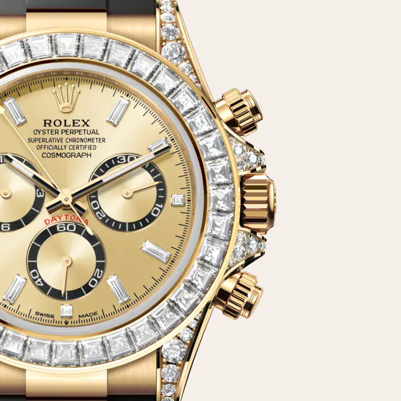 rolex cosmograph daytona in 18 ct yellow gold with lugs set with diamonds, M126538TBR-0004- watch palace, Third image