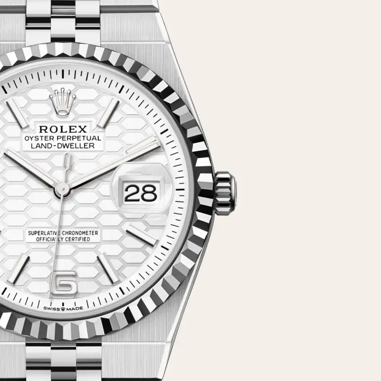 rolex land-dweller in white rolesor, m127234-0001 - watch palace, Third image