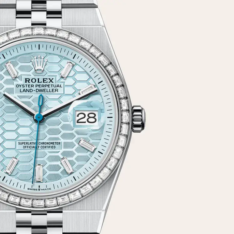 rolex land-dweller in platinum, m127286tbr-0001 - watch palace, Third image