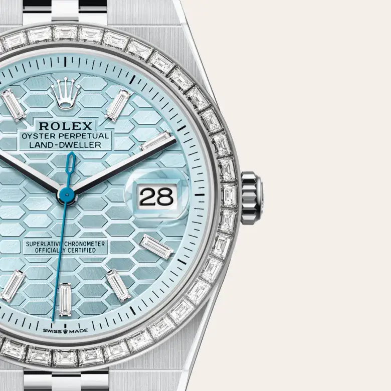 rolex land-dweller in platinum, M127386TBR-0001- watch palace, Third image