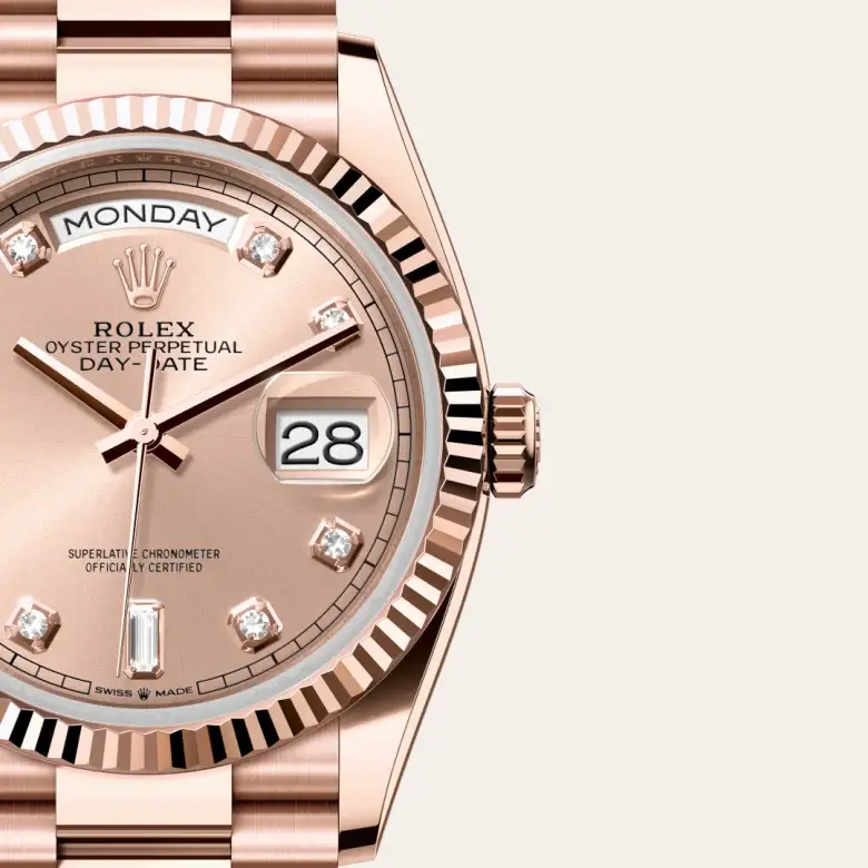 rolex day-date in 18 ct everose gold, m128235-0009 - watch palace, Third image