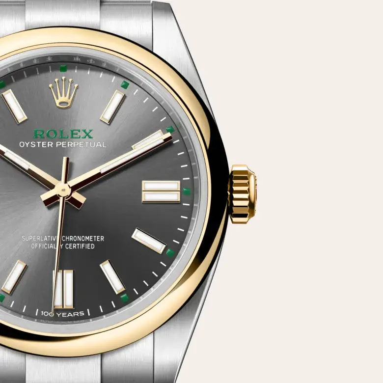 rolex oyster perpetual in yellow rolesor, m134303-0001 - watch palace, Third image