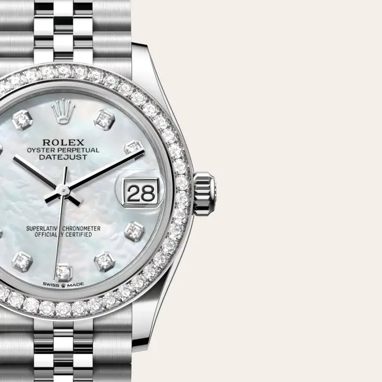 rolex datejust in white rolesor, m278384rbr-0008 - watch palace, Third image