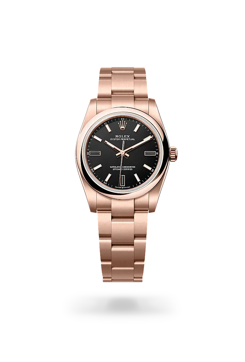 rolex oyster perpetual in 18 ct everose gold, M124205-0001- watch palace