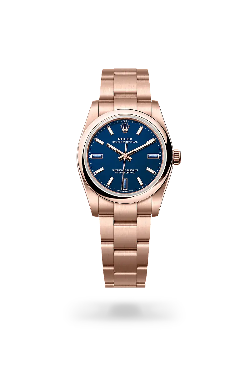rolex oyster perpetual in 18 ct everose gold, m124205-0002 - watch palace