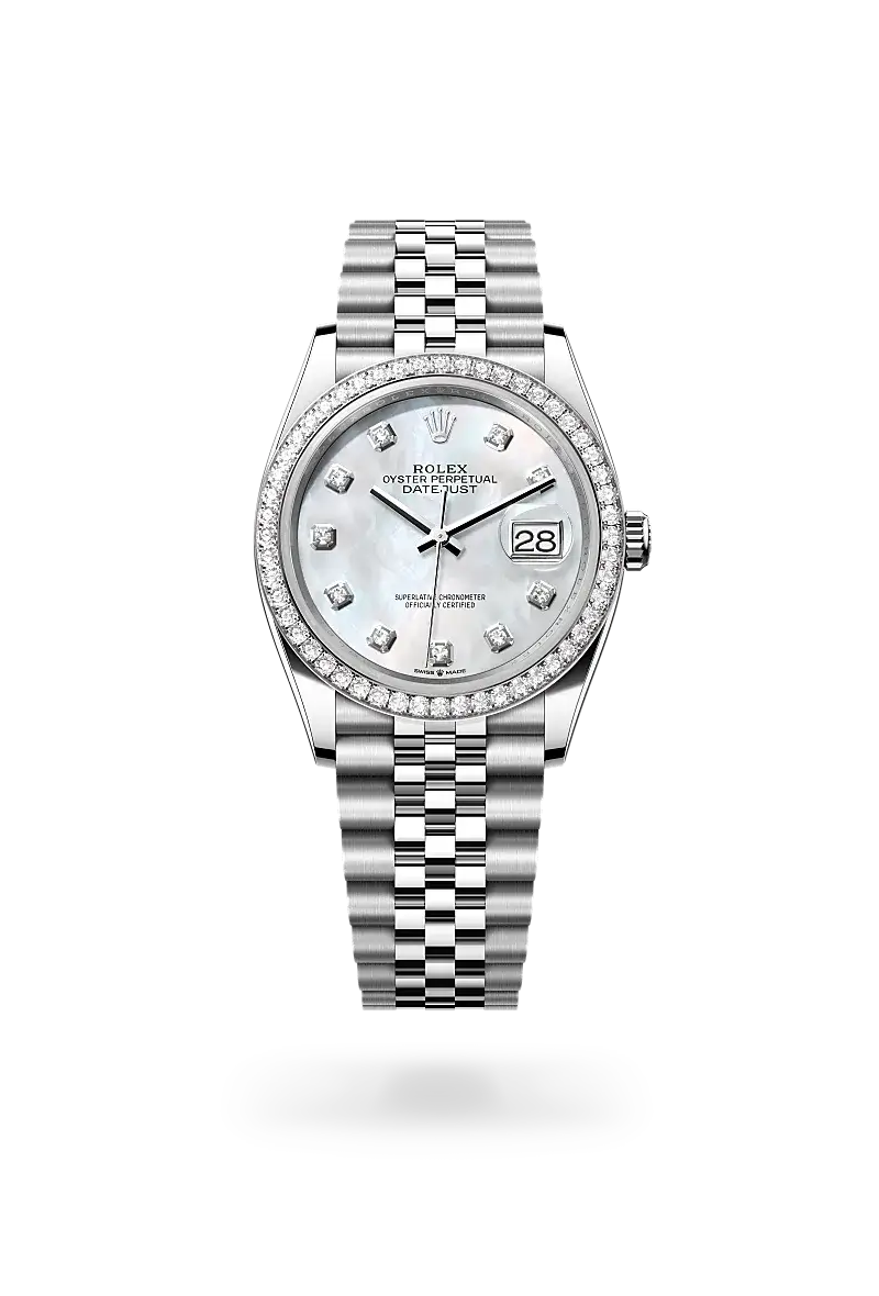 rolex datejust in white rolesor, m126284rbr-0011 - watch palace