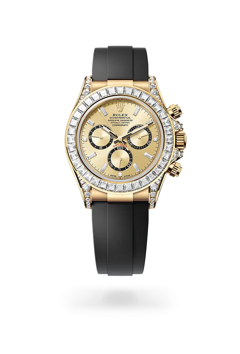 rolex cosmograph daytona in 18 ct yellow gold with lugs set with diamonds, M126538TBR-0004- watch palace