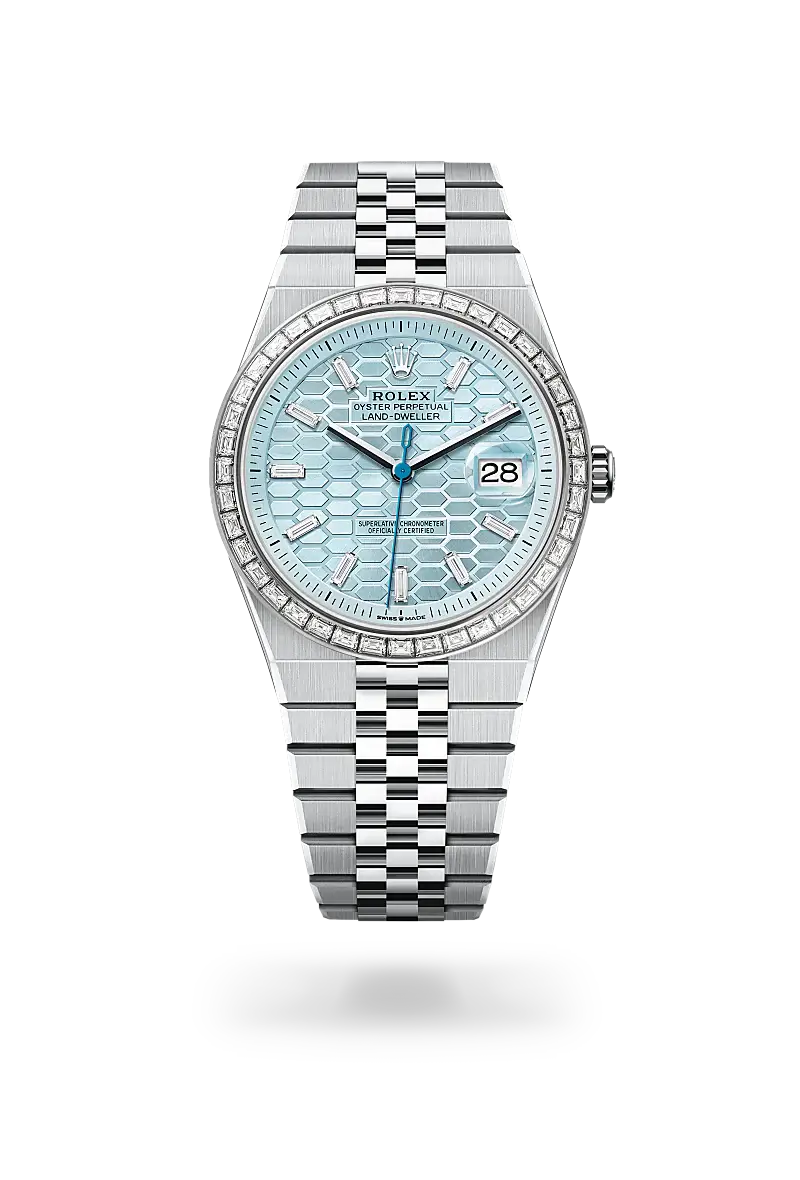 rolex land-dweller in platinum, M127386TBR-0001- watch palace