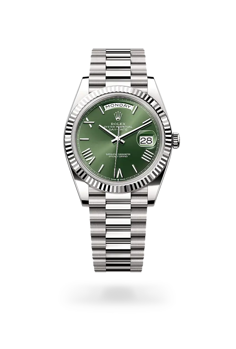 rolex day-date in 18 ct white gold, m228239-0033 - watch palace