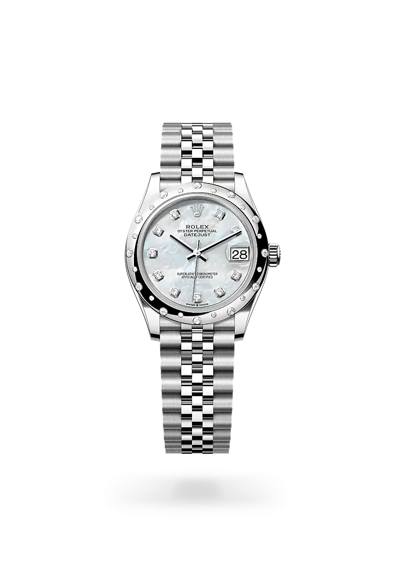 rolex datejust in white rolesor, M278344RBR-0006- watch palace