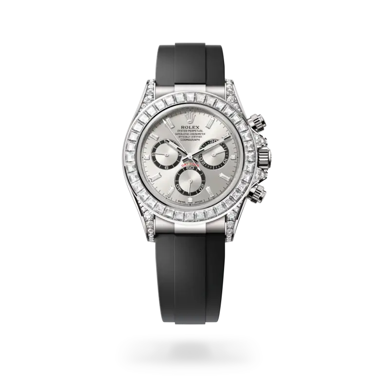rolex cosmograph daytona in 18 ct white gold with lugs set with diamonds, M126539TBR-0002- watch palace