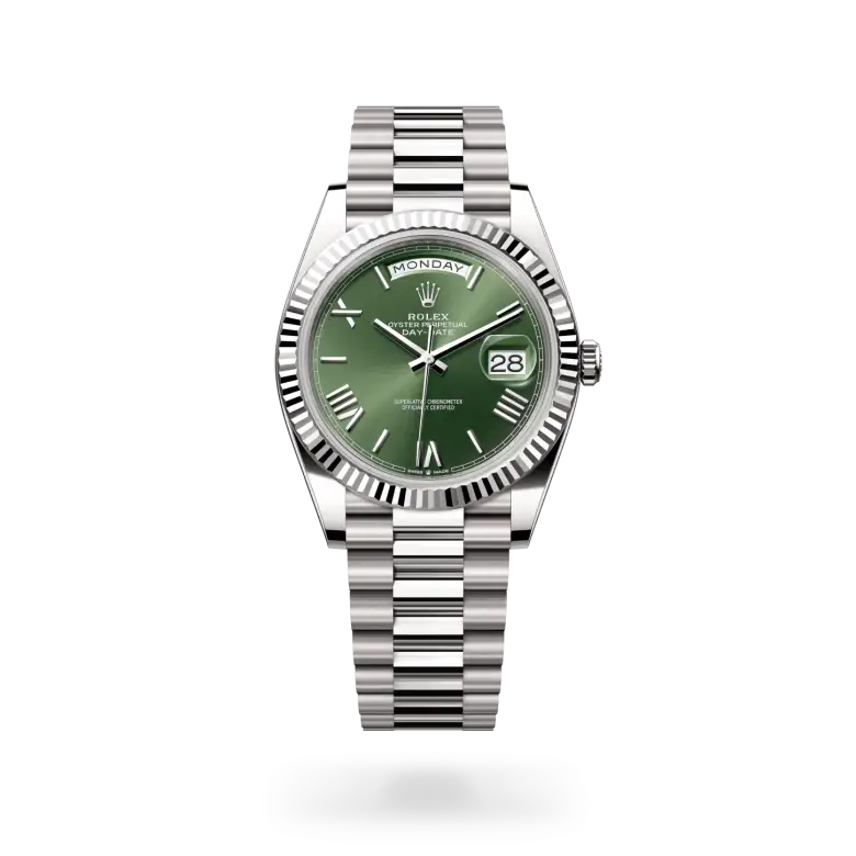 rolex day-date in 18 ct white gold, m228239-0033 - watch palace